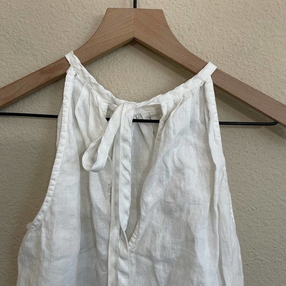 FRAME Tie Back Halter Neck Sleeveless Linen Blouse Tank Top Off White Cream XS - Picture 10 of 12